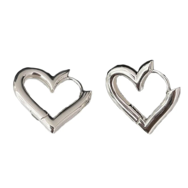925 Sterling Silver Heart Love Hoop Stud Earrings | Hypoallergenic Fine Jewelry for W lifestyle view