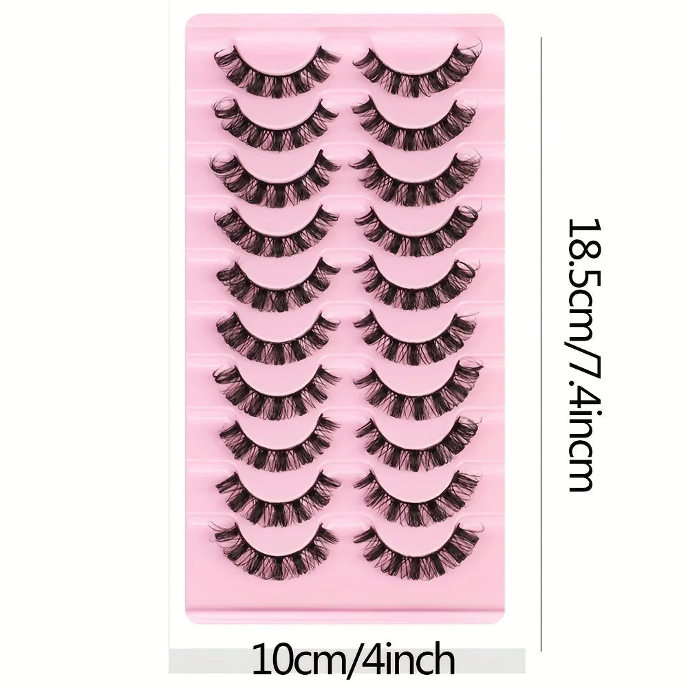 10 Pairs Russian Strip Lashes DD Curl | Fluffy Wispy Faux Mink Eyelashes Pack detail view