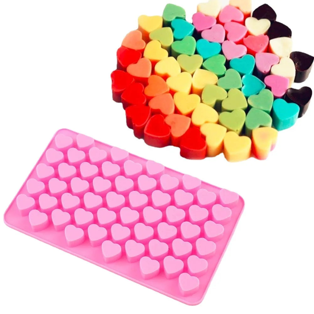 55 Piece Small Heart Shaped Silicone Cake Mold | Heart Chocolate Pastry Molds for DIY alternate view