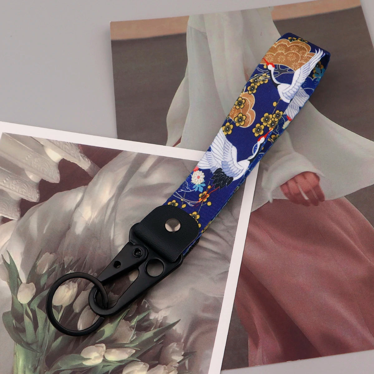 Artistic Keychain Set | Crane Car Koi Fish Dragon Jewelry Key Rings detail view