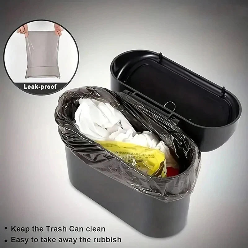 Car Trash Can with Lid - 4 Rolls of Garbage Bag, Leak-Proof, Portable Hanging Trash Ca close-up view