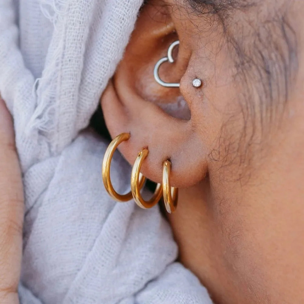 6/8/10/12/14/16mm Stainless Steel Huggie Hoop Earrings For Women Stackable Gold Color Es detail view