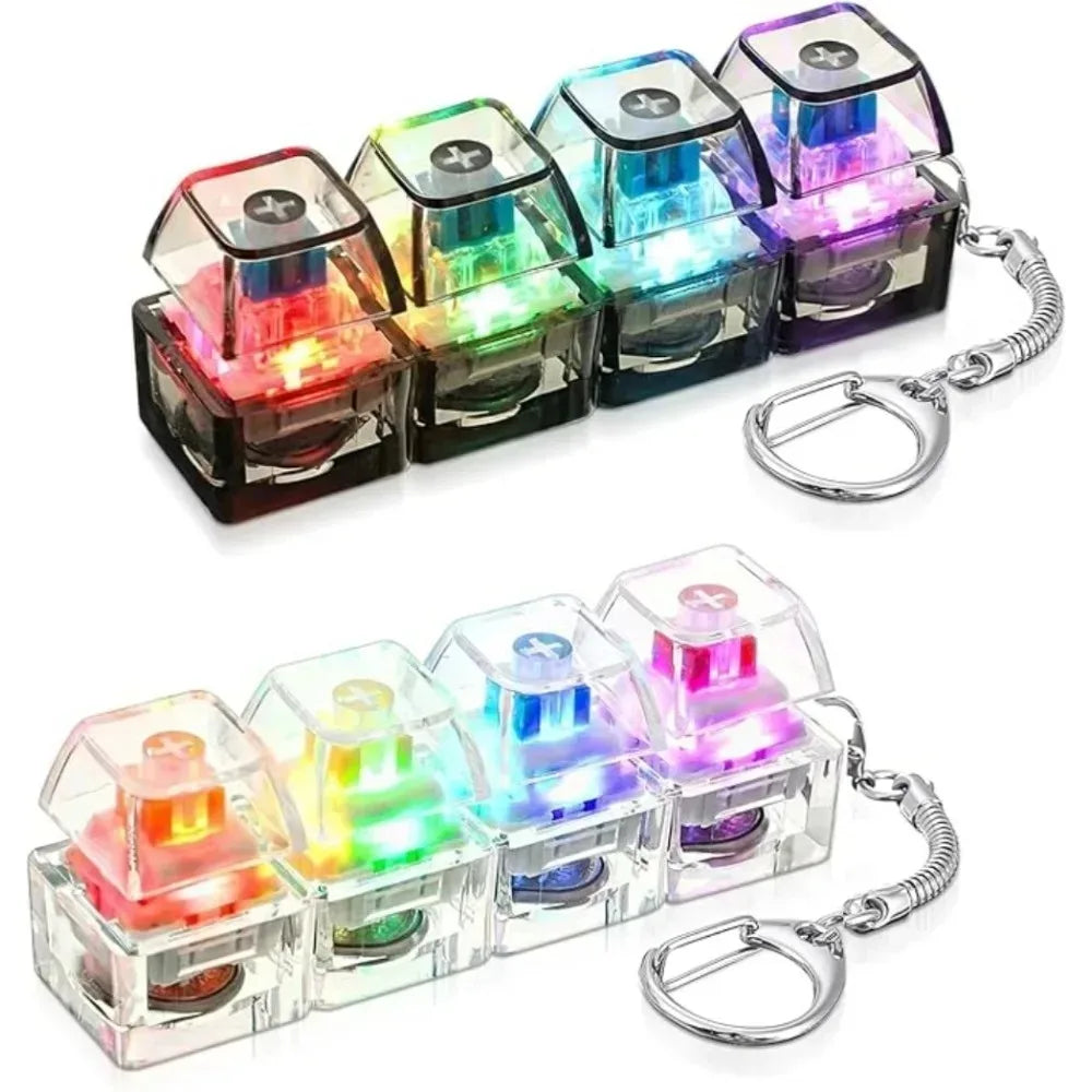 /Clickable Keyboard Keychain LED Light - Stress Anxiety Relief Fidget Toy, Portable Desk detail view