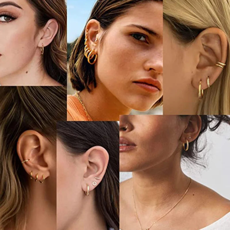 Small Hypoallergenic Hoop Earrings for Sensitive Ears | Stainless Steel Huggie Earring close-up view