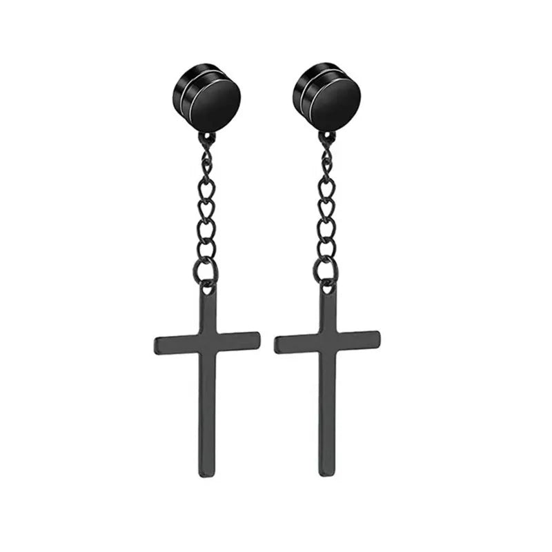 2Pcs Crystal Strong Magnetic Ear Stud Clip Earrings for Men and Women, Punk Round Zir alternate view