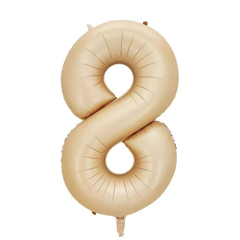 Cream Foil Number Balloons 1-9 Set | Large Digital Birthday Party Decor close-up view
