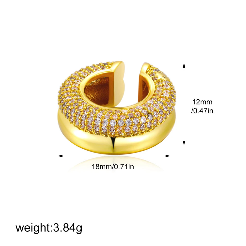 Unique Design Gold Silver Mix Color Geometric Clip Earring Cuff Stainless Steel Squ additional angle