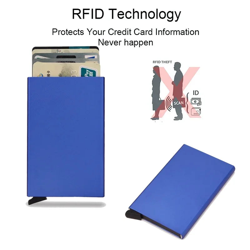 RFID Blocking Metal Wallet | Slim Pop Up Card Holder for Men and Women lifestyle view
