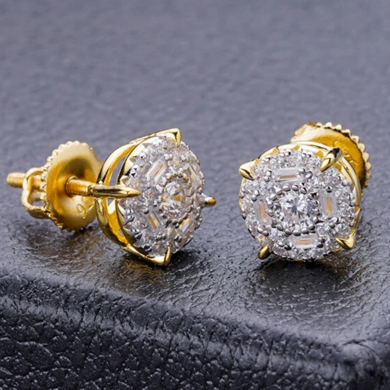 Fashion Simple Shiny Zircon Stud Earrings Helix Piercing Jewelry Flat Back Cartilage Stud Earrings F
