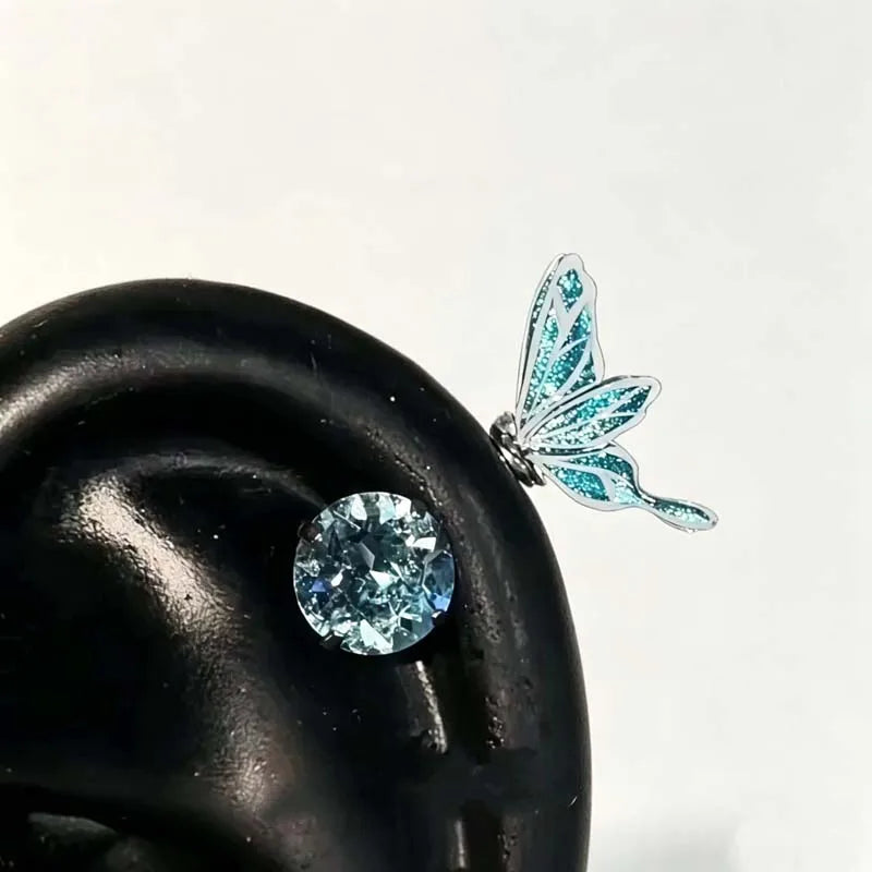 Sweet Cool Enamel Zircon Butterfly Stud Earrings for Women Punk Metal Shiny Crystal P lifestyle view