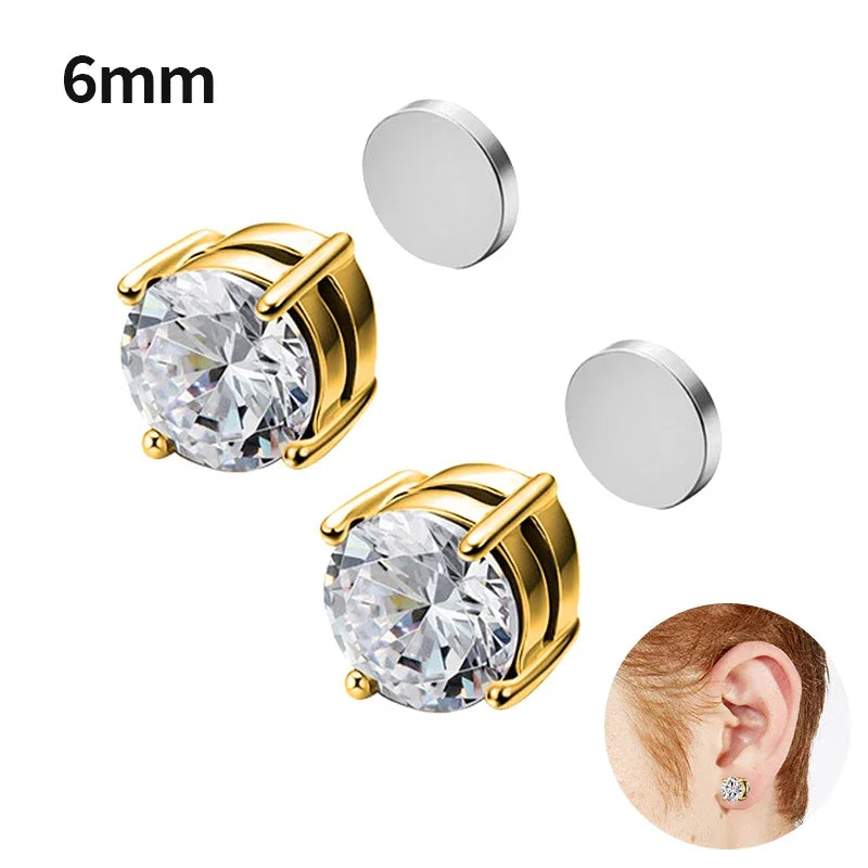 Fashion Crystal Magnetic Clip Ear Stud | Non Piercing Earrings for Men Women additional angle