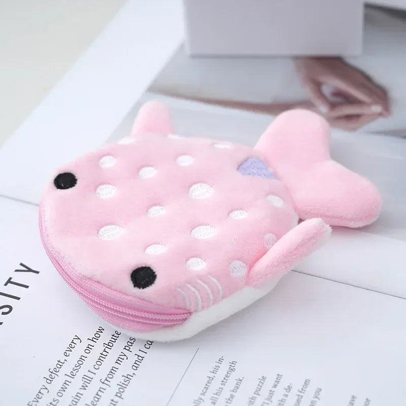 Cute Animal Plush Coin Purse | Zipper Change Purse with Keychain Mini Wallet detail view