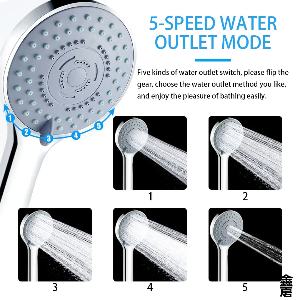Jetting Shower Head Water Saving Handheld Adjustable 5 Modes Shower Bath alternate view