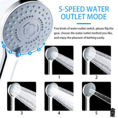 Jetting Shower Head Water Saving Handheld Adjustable 5 Modes Shower Bath alternate view