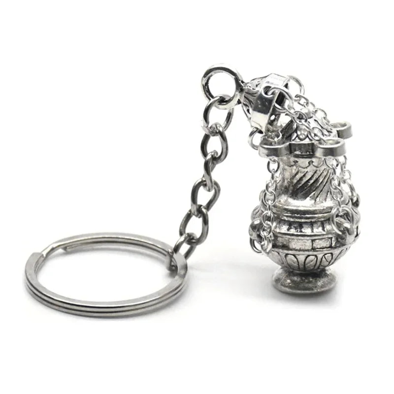 Christian Incense Burner Keychain | Religious Key Ring for Car Bag Pendant lifestyle view