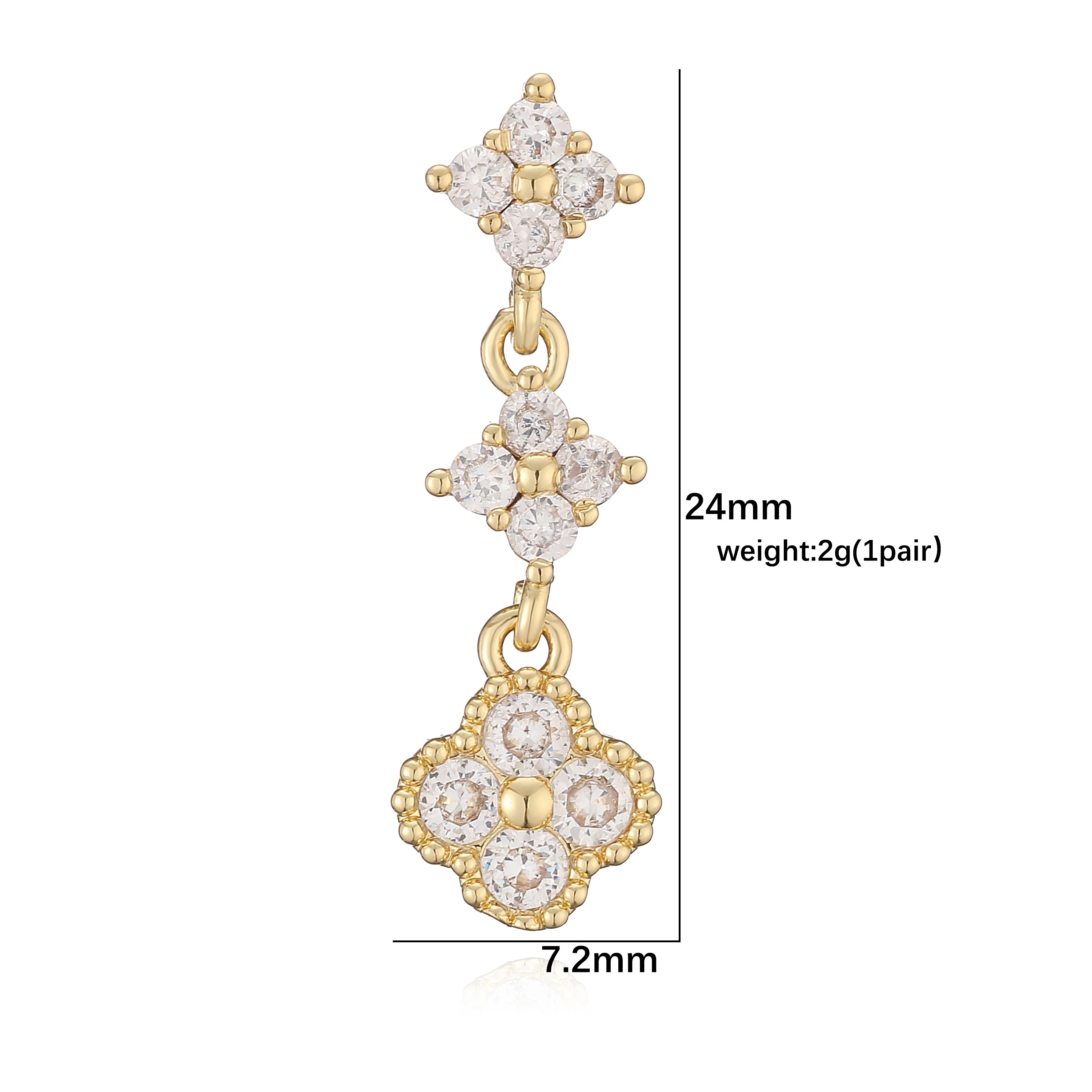 HECHENG,Sparkling Zirconia Stud Earrings Floral Tassel Earrings French Banquet Style Rom detail view