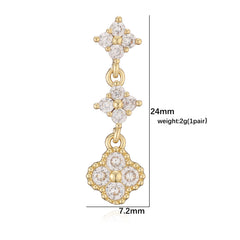 HECHENG,Sparkling Zirconia Stud Earrings Floral Tassel Earrings French Banquet Style Rom detail view