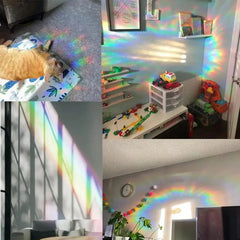 Rainbow Suncatcher Window Stickers | PVC Cat Butterfly Prism Glass Decal close-up view
