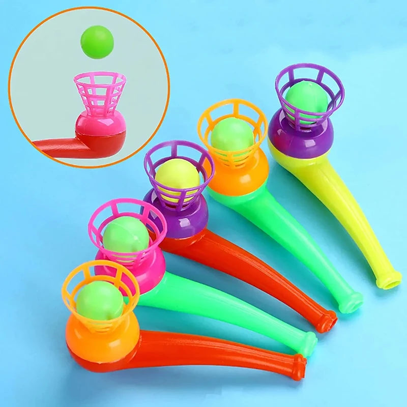 10pcs Suspended Blow Pipe Blow Ball Rod Game Children Balance Training Floating Blowing Ball Magic D