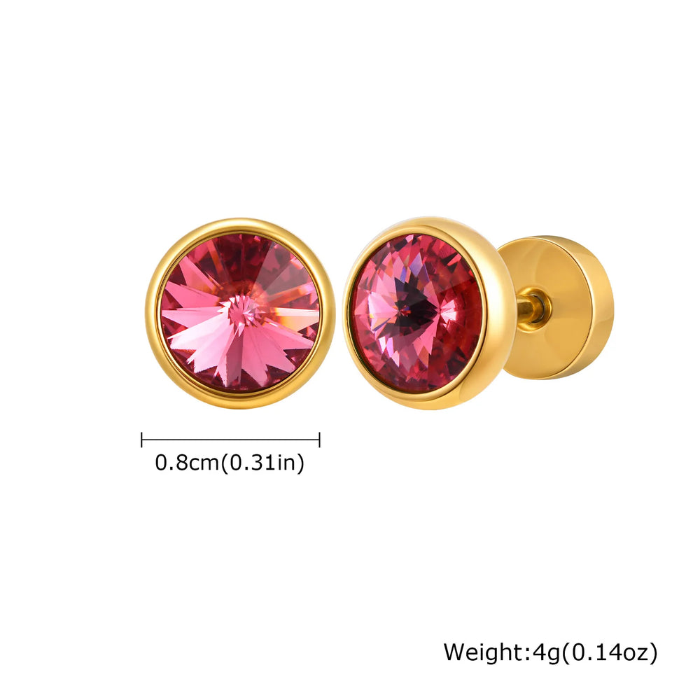 Stainless Steel Men’s Earrings | 8mm Multi-Faceted Screw Back Stud close-up view