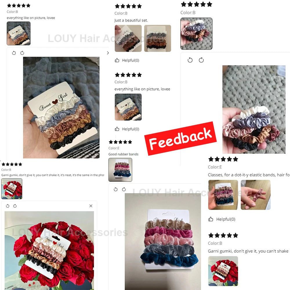 5/6pcs Simple Solid Color Elastics Hair Ties for Women Thick Hair Soft No hurt Hair additional angle
