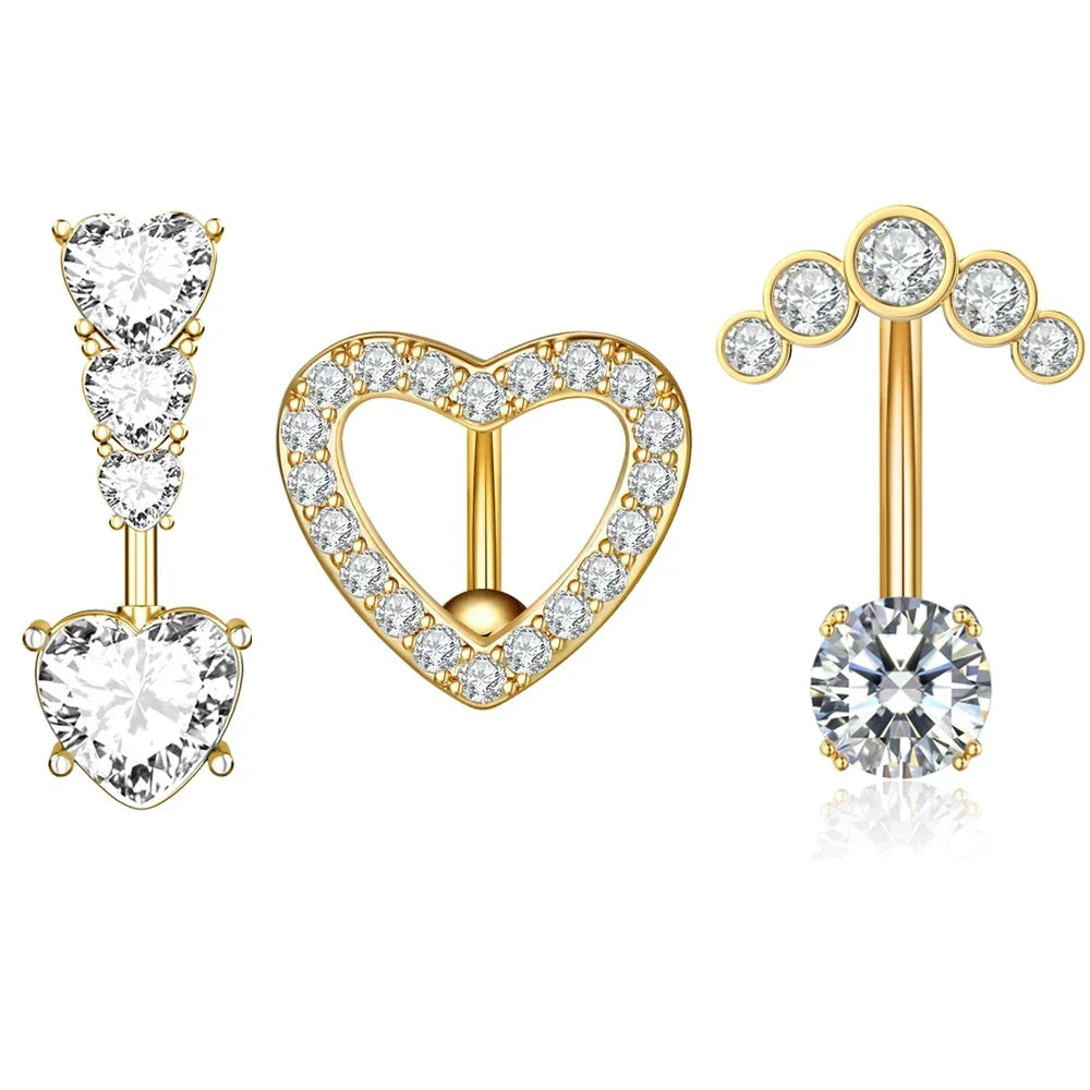 Belly Button Piercings Set Dangled Curved Navel Piercing Ombligo Pack Belly Rings Jewelr detail view