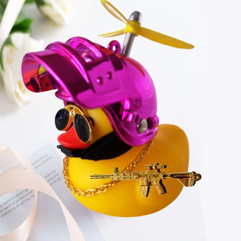 Motor Accessories Yellow Duck with Helmet for Bike Without Lights Auto Car Accessories D detail view
