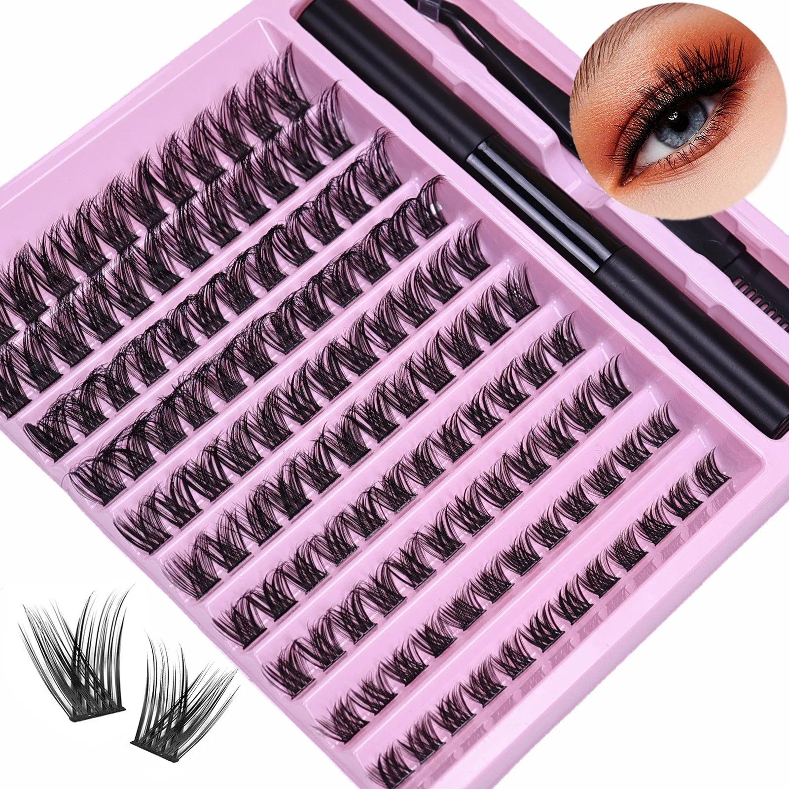 DIY Lash Extension Kit Lash Clusters With Bond Individual Lashes Kit Cluster Lashes Wispy D Curling False Eyelash Clusters