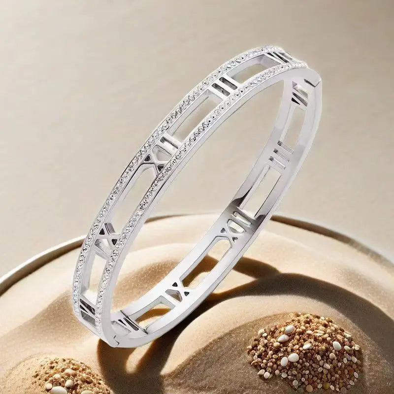 Roman Numerals Bracelet For Women Stainless Steel Jewelry Accessories Luxury Bracelet Wo detail view