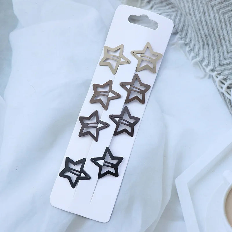 8Pcs/set Japanese Korean New Coffee Color Matte Bb Clip Metal Bangs Broken Hairpin DI lifestyle view