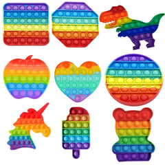 Rainbow Square Round Fidget Toys Push Bubble Sensory Toys Big Size 20cm Autism Needs Squishy Stress Relief Toys Children Gifts