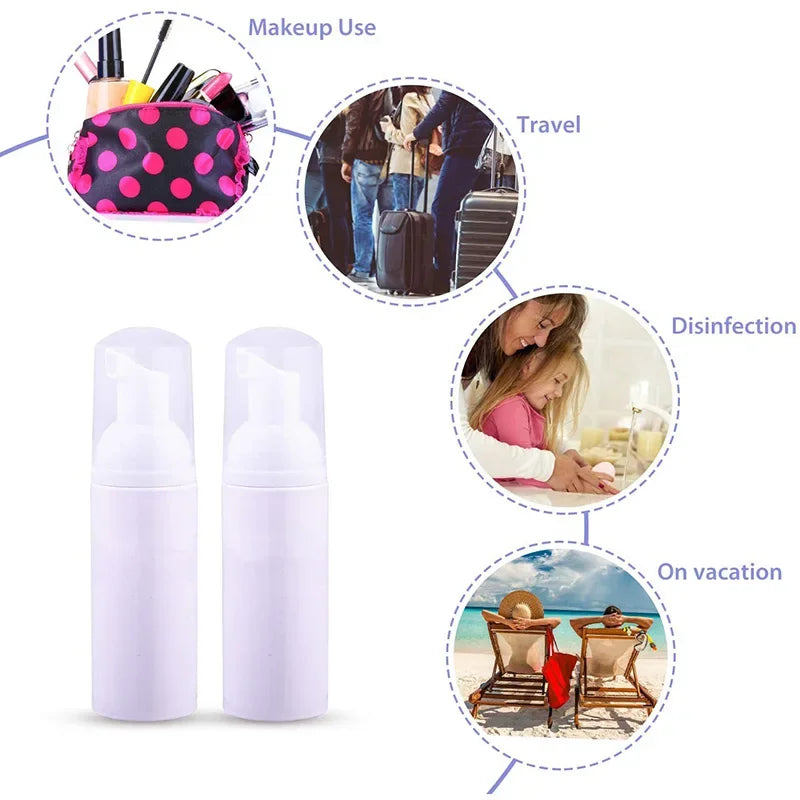 1/2pcs Foam Dispenser Pump Bottles 30/60ml Small Plastic Mini Empty Soap Refillable Bo close-up view