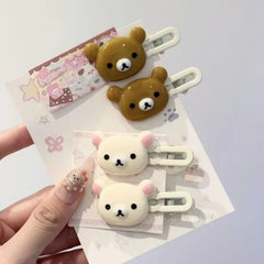 2pcs Cute Bear Hair Clips Plastic Hairpins with Duck Beak Design for Little Girls Women detail view