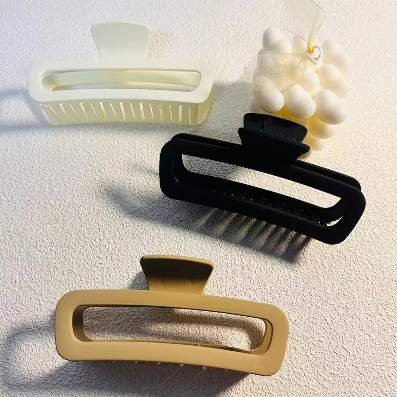 1/2/3pcs Temperament Frosted Large Rectangular Hair Clip for Women Elegant Shark Clip alternate view