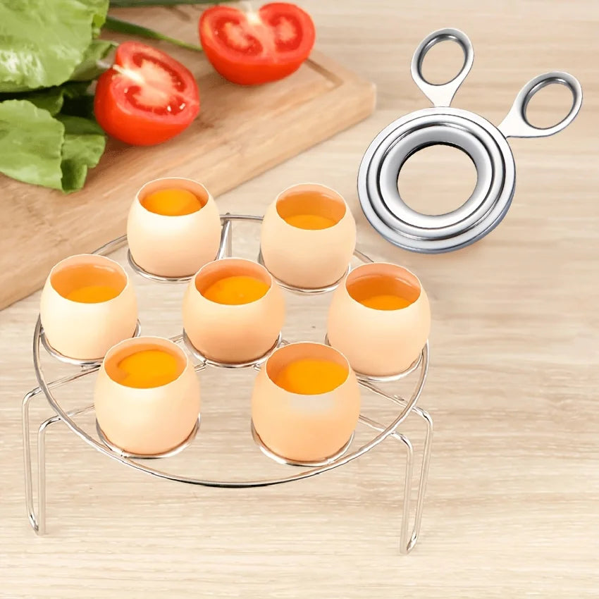 Portable Stainless Steel Egg Topper Tool | Easy Perfect Egg Cracker for Breakfast close-up view