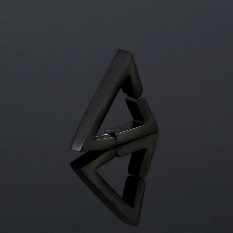 Stainless Steel Non-Piercing Triangle Earrings | Punk Hip Hop Ear Clip Set close-up view
