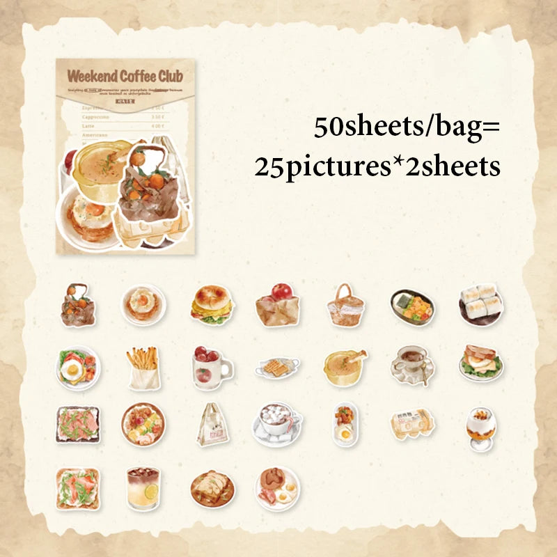 Mr.Paper Sweet Collection Washi Stickers | 50 Watercolor Food & Coffee Stickers for Jo close-up view