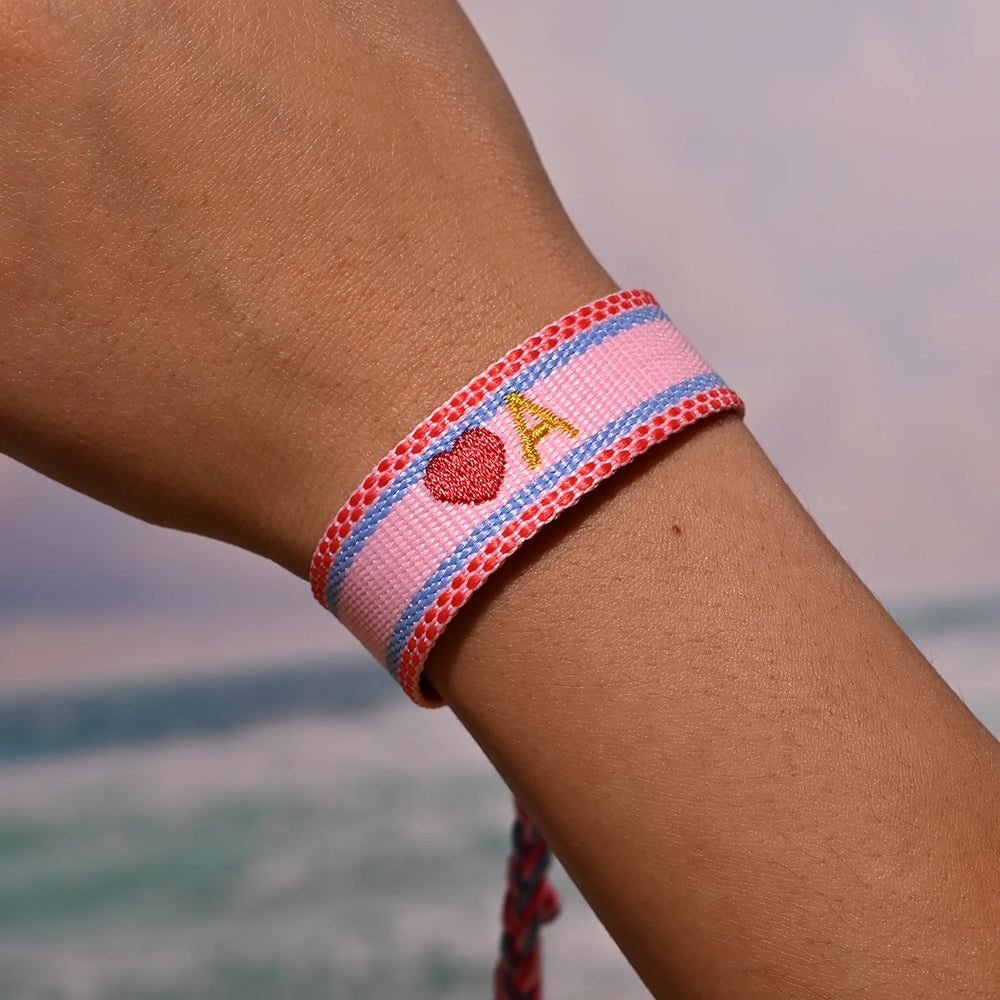 Handwoven Initial Letter Bracelet | Personalized Friendship Gift for Women close-up view