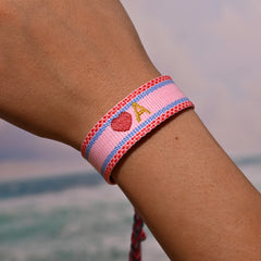 Handwoven Initial Letter Bracelet | Personalized Friendship Gift for Women close-up view