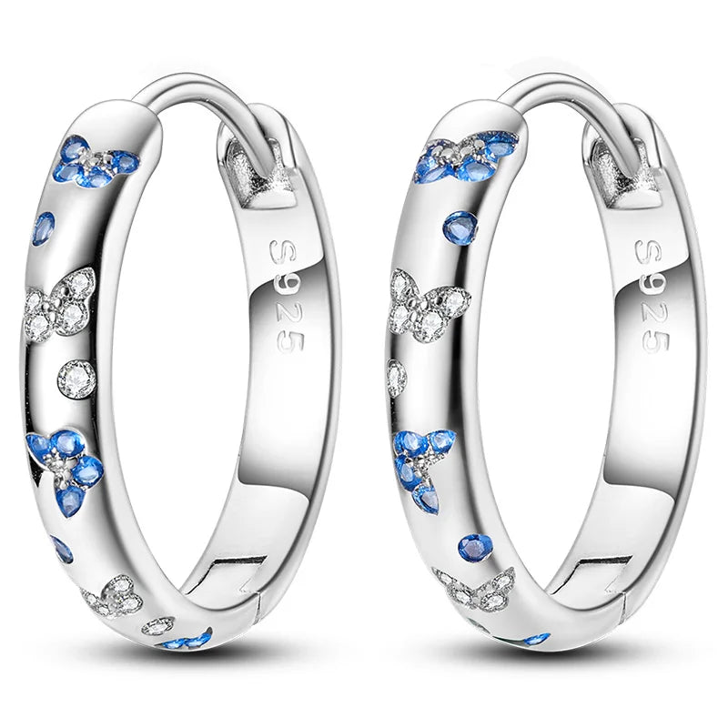 Hot Classic Original 925 Sterling Silver Earrings Colorful Circle Hoop Earrings For Wome detail view