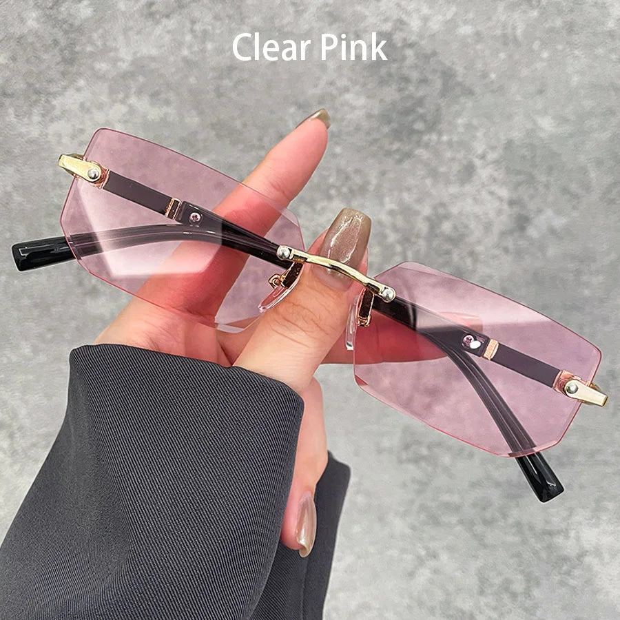 Business Rectangle Gradient Lenses Unisex Sunglasses Women Men Colored Lenses Metal additional angle