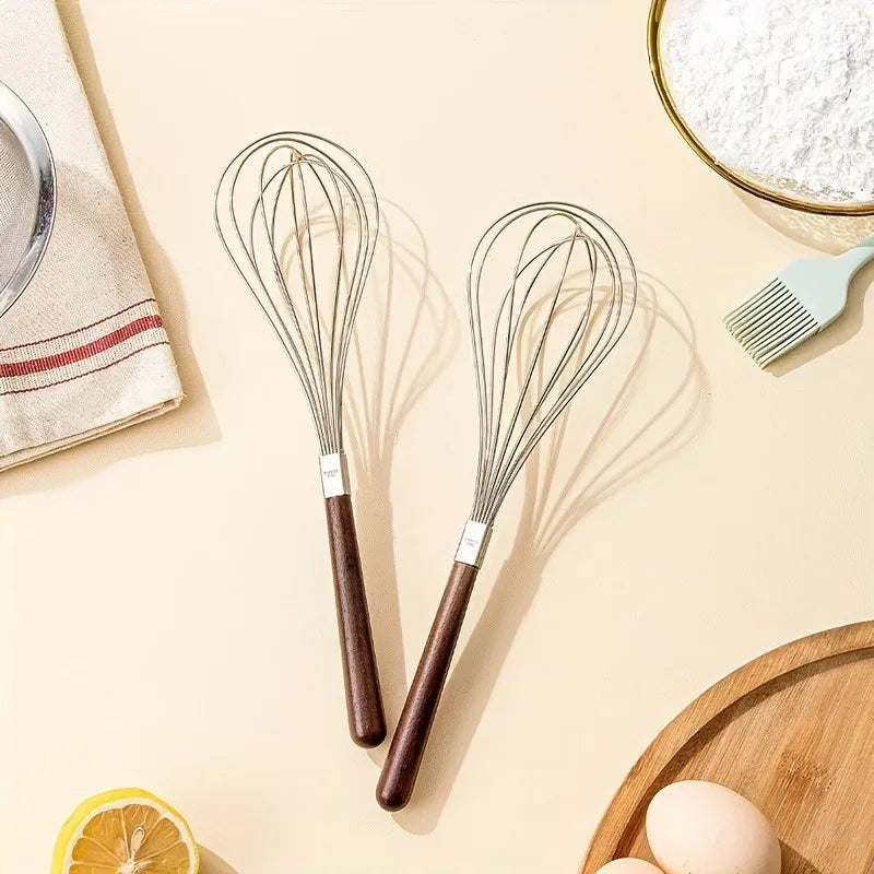 Stainless Steel Egg Beater | Manual Household Wooden Handle Mixer alternate view