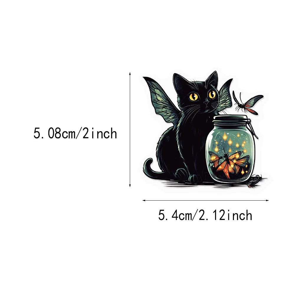 50PCS Halloween Cute Black Cat Creative Graffiti Stickers DIY Luggage Notebook Water C close-up view