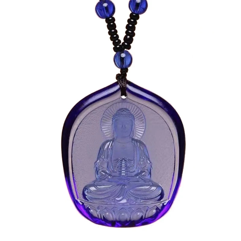 Handcrafted Buddhist Mala Bead Necklace | Stone Buddha Pendant lifestyle view