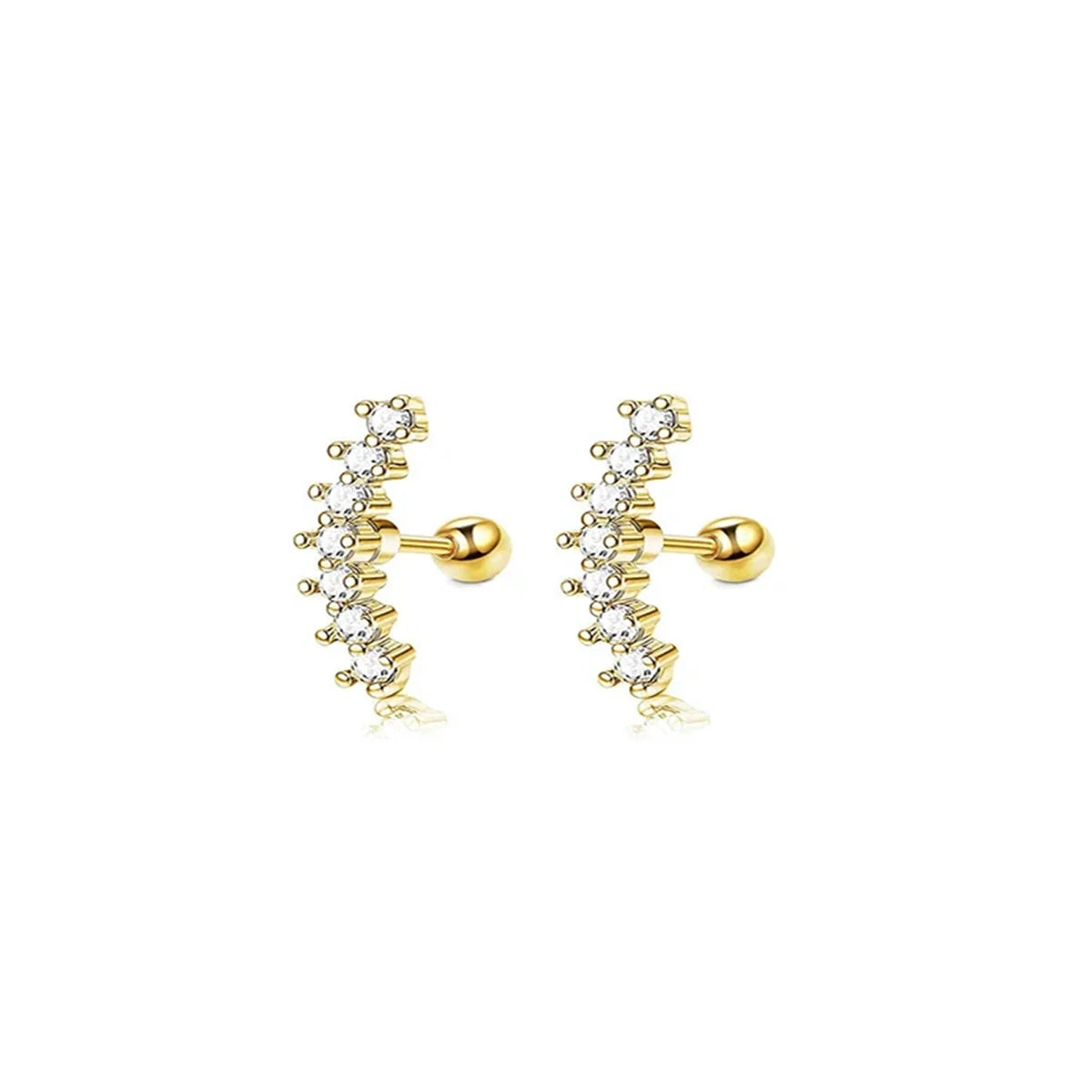 2pcs Hypoallergenic Stainless Steel Cartilage Stud Earrings,Eye Flame Moon Barbell Bac close-up view