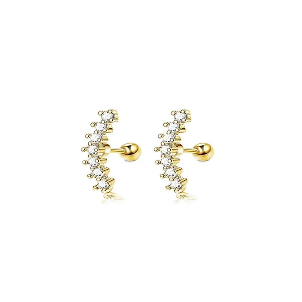 2pcs Hypoallergenic Stainless Steel Cartilage Stud Earrings,Eye Flame Moon Barbell Bac close-up view