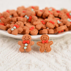 Christmas Gingerbread Man Resin Flatback Cabochon Figurine Set
