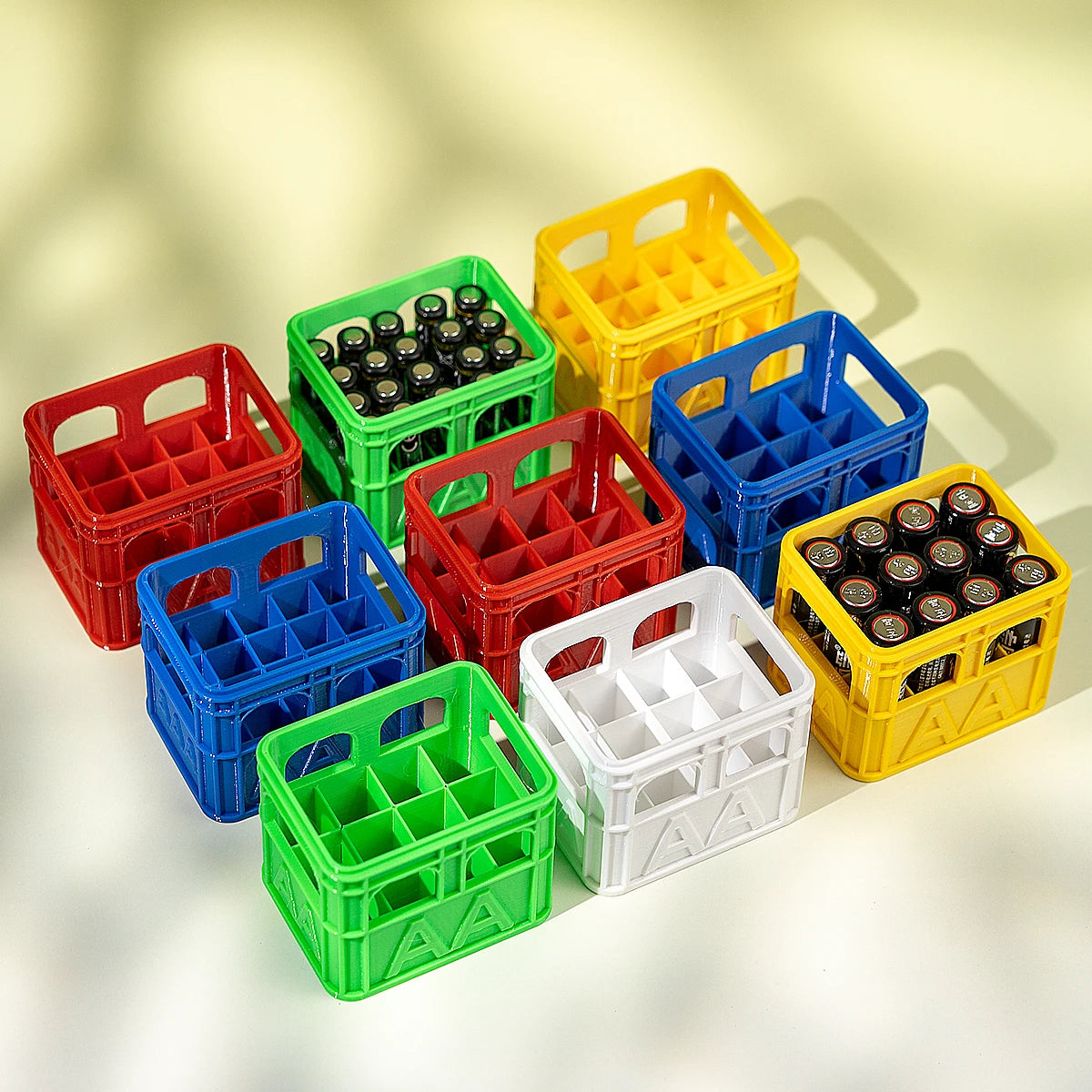 3D Printed Beer Crate Style Stackable Battery Storage Box | AA AAA 18650 21700 9V Org alternate view