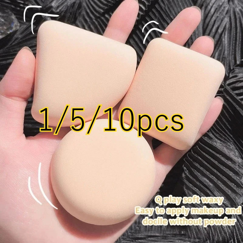 1-10pcs Round Square Triangle Shape Makeup Sponge Puff Dry Wet Dual-use Soft Cotton Candy Air Cushio