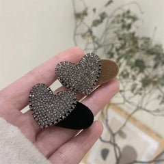 Beautiful Heart-shaped Hairpins for Women Shiny Rhinestone Small Spring Clip Hair Ornaments